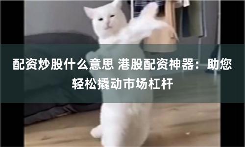 配资炒股什么意思 港股配资神器：助您轻松撬动市场杠杆