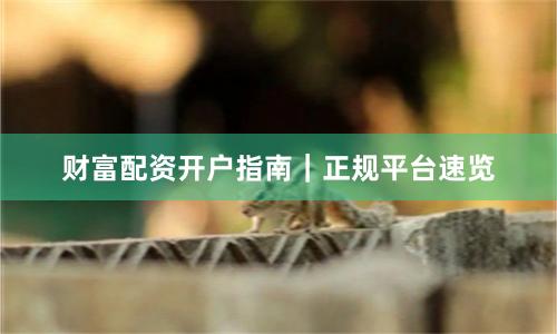 财富配资开户指南｜正规平台速览